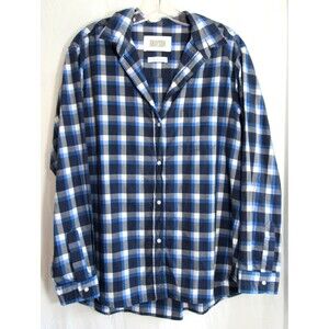 Grayson Blue Plaid The Hero V Neck Long Sleeve Button Down Shirt 05 XL EUC